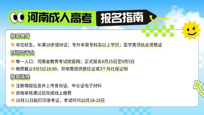  河南成人大专报名时间是何时？全面解析报名流程与关键事项