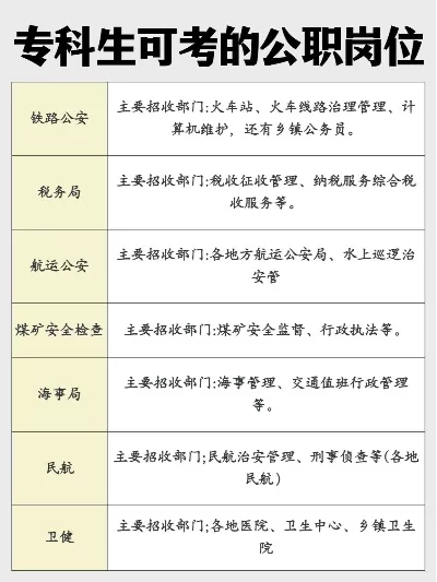 大专生可以报考哪些公务员？全方位解析岗位选择与备考策略