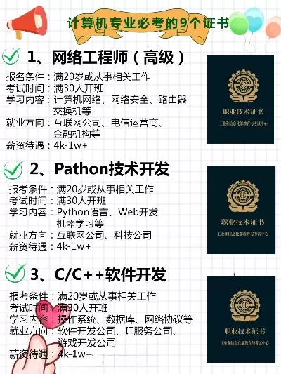  计算机专业中级职业证书有哪些？职业发展与认证路径全攻略